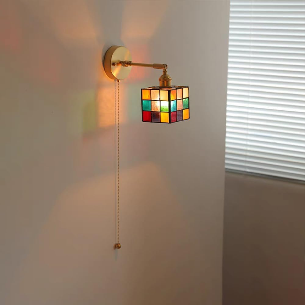 Traditionele Glas-in-Lood Rubiks Kubus Wandlamp