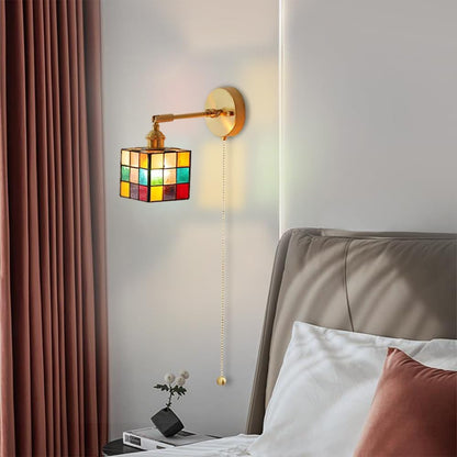 Traditionele Glas-in-Lood Rubiks Kubus Wandlamp
