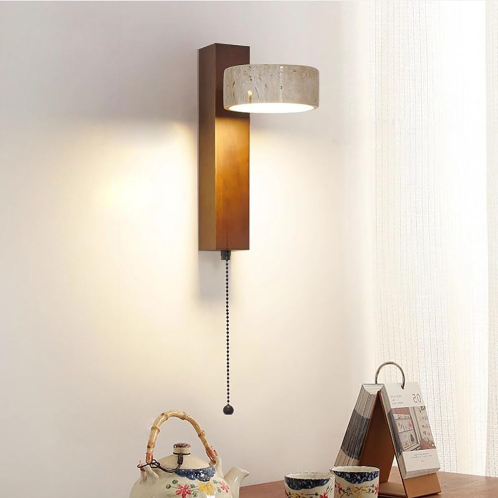 Japanse Stijl Wandlamp | Wabi Sabi Steen & Hout Elegantie