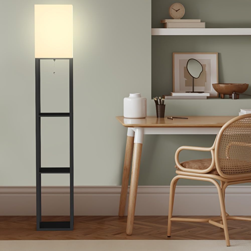 Boekenkast met Ingebouwde Lamp met Opbergrekken
