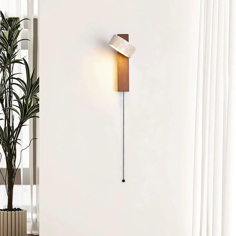 Japanse Stijl Wandlamp | Wabi Sabi Steen & Hout Elegantie