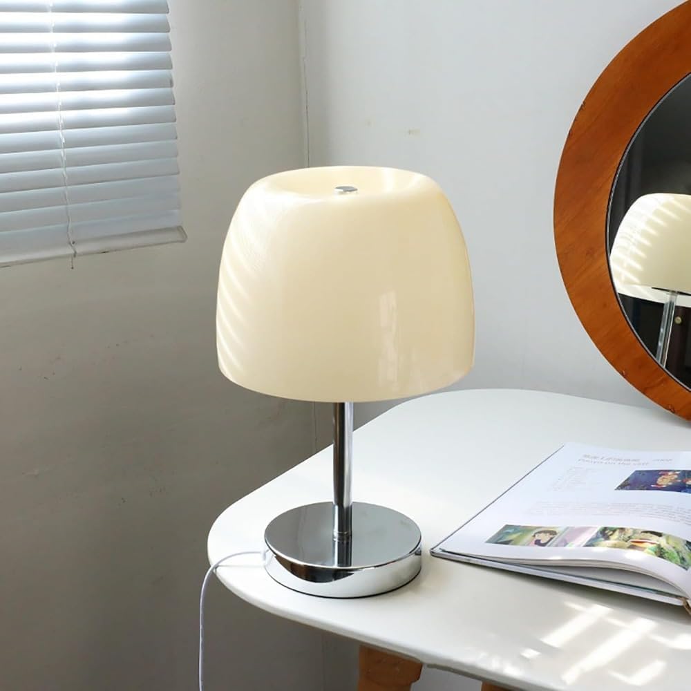 Glazen Paddenstoel Tafellamp met Warm LED Licht