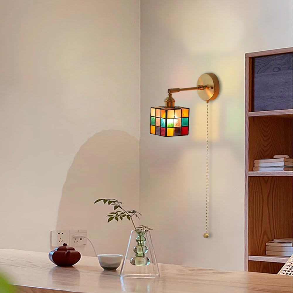 Traditionele Glas-in-Lood Rubiks Kubus Wandlamp