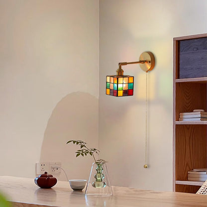 Traditionele Glas-in-Lood Rubiks Kubus Wandlamp