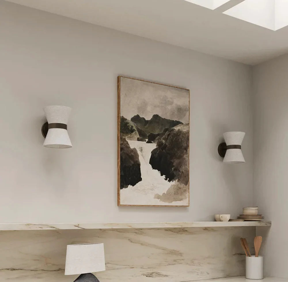 Wabi Sabi Wandlamp met Stoffen Kap