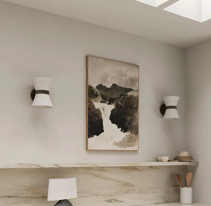 Wabi Sabi Wandlamp met Stoffen Kap
