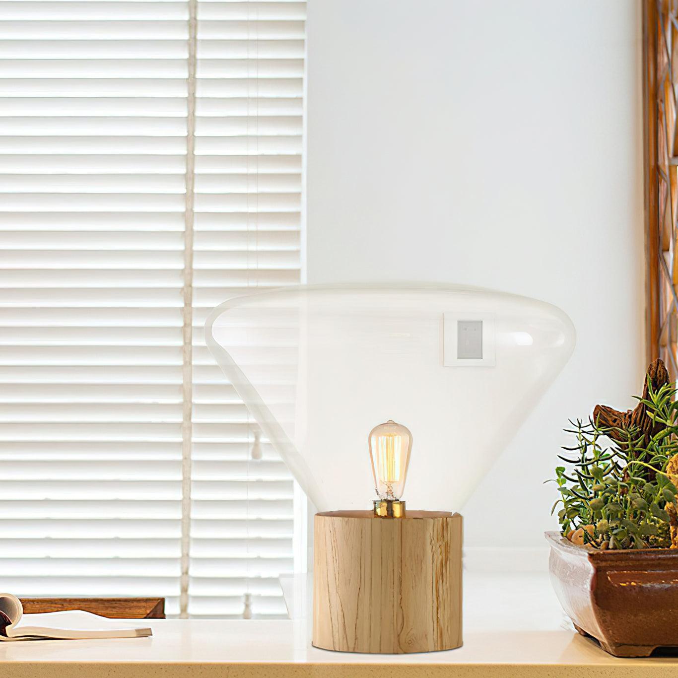Stijlvolle Glas & Hout Combinatie Tafellamp