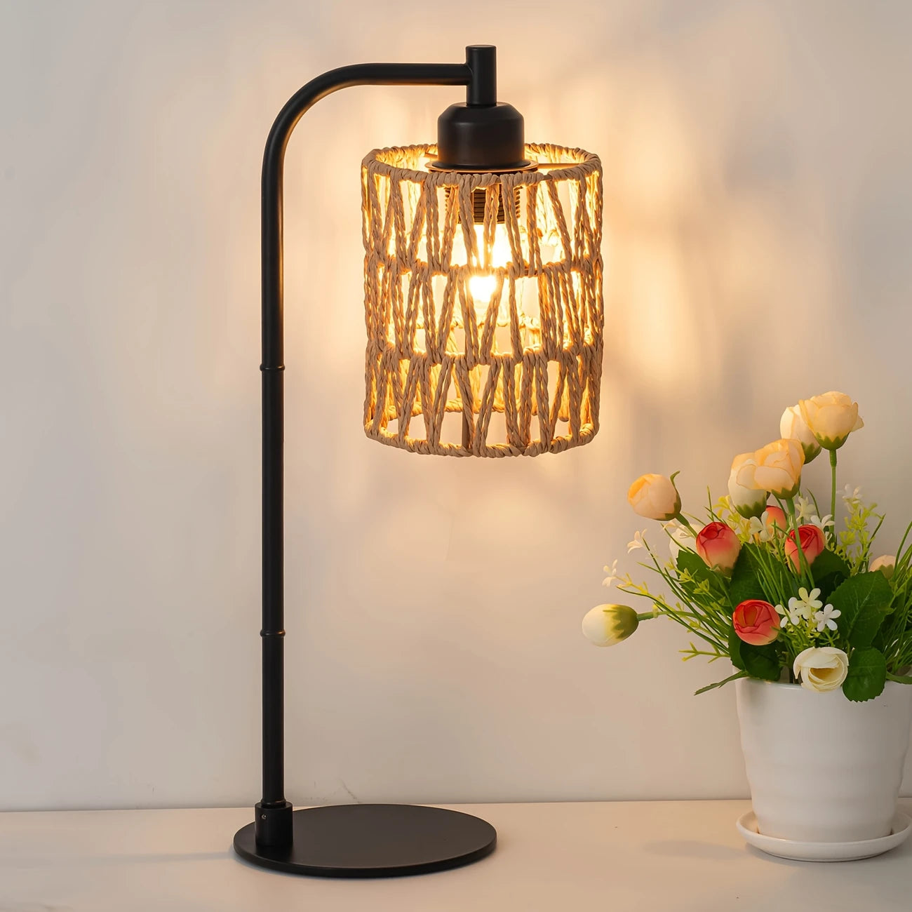 Moderne Handgeweven LED Tafellamp met USB-voeding