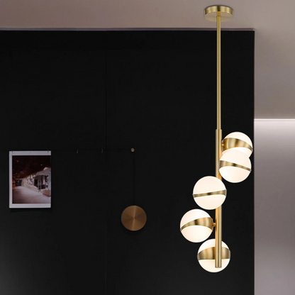 Minimalistische Luxe Messing & Glas Chandelier