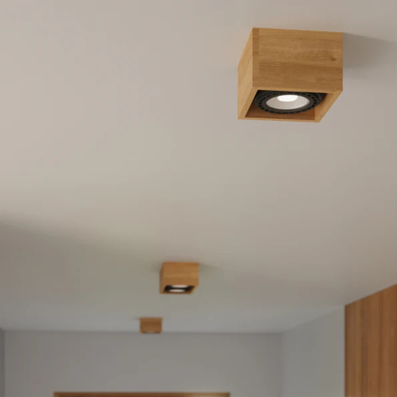 Moderne Vierkante Plafondlamp van Natuurlijk Hout