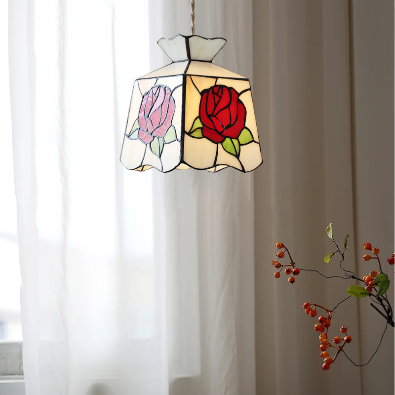 Moderne Rose Glas Tiffany Hanglamp