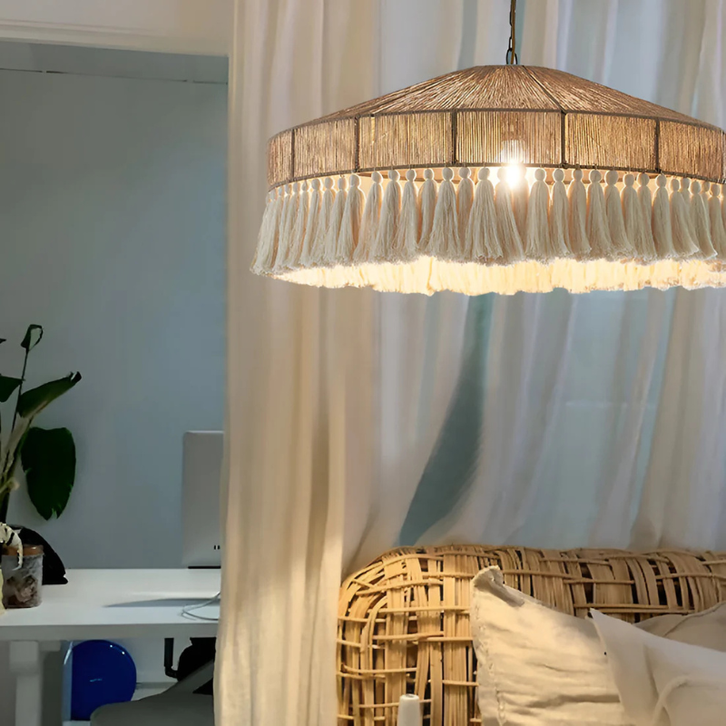 Boho Vintage Hennep Touw Tassel Kroonluchter