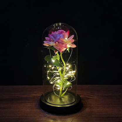 Eeuwige Roos LED Glazen Tafellamp