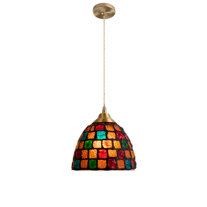 Retro Kleurrijke Schelp Handgemaakt Messing Hanglamp