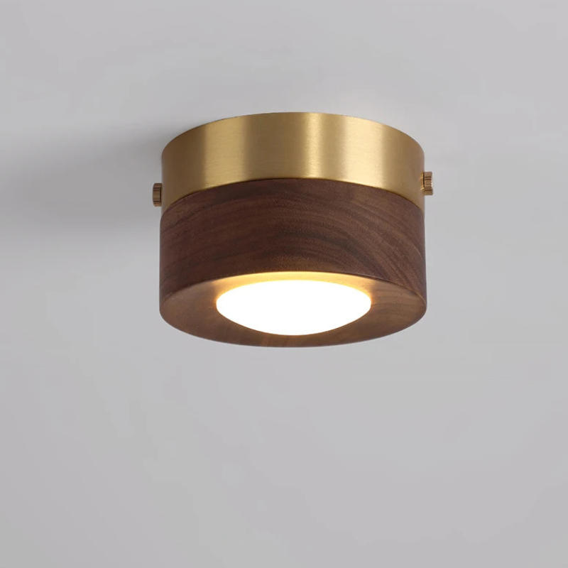 Walnoot Houten Plafondlamp met LED Spotlight
