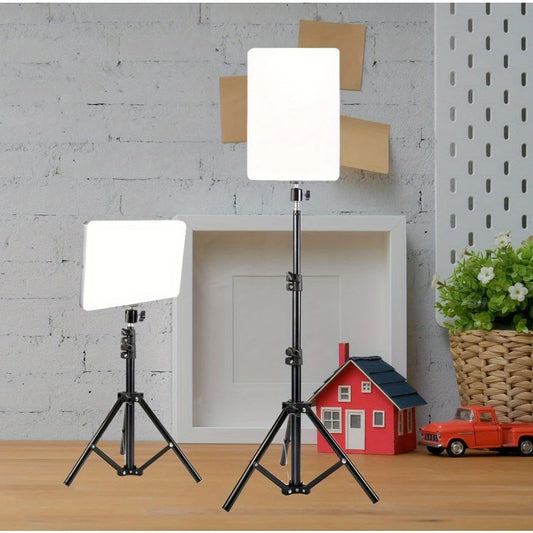 LumaGlow | Live Streaming Plat paneel Ringlamp met Statief en USB-Aansluiting