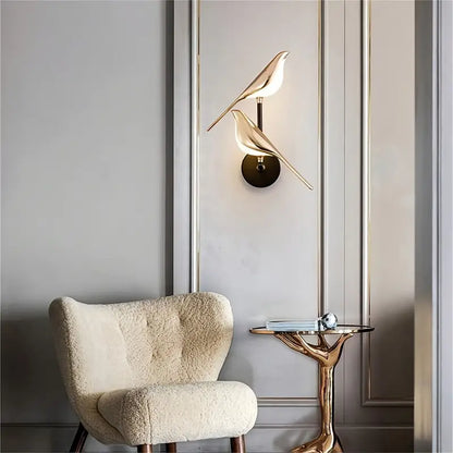 Moderne LED Vogelontwerp Wandlamp met Metalen Afwerking
