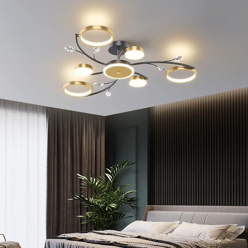 Luxe 10-Ringen Plafondlamp – Moderne LED Kroonluchtermet App en Afstandsbediening