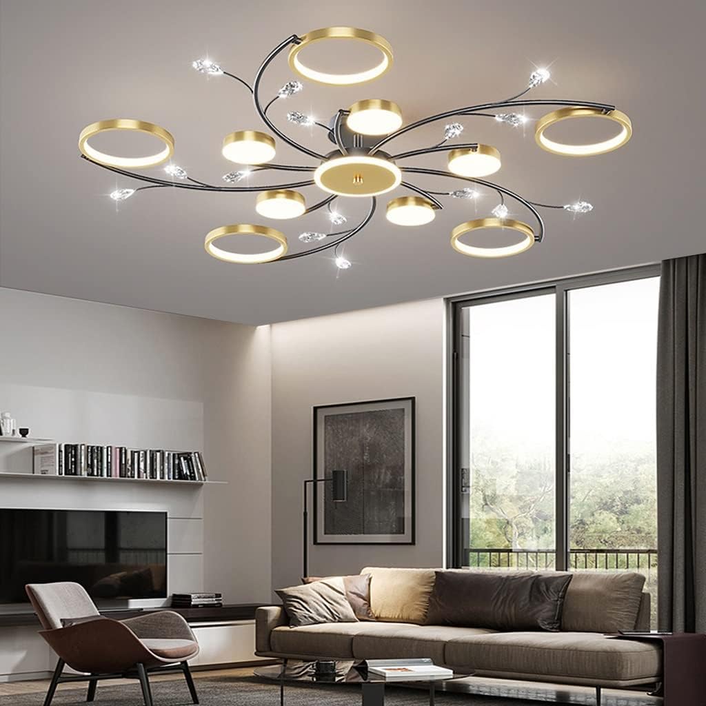 Luxe 10-Ringen Plafondlamp – Moderne LED Kroonluchtermet App en Afstandsbediening