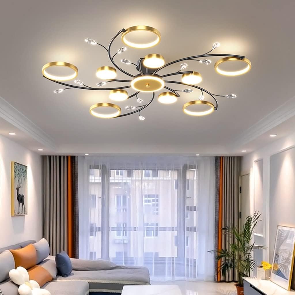 Luxe 10-Ringen Plafondlamp – Moderne LED Kroonluchtermet App en Afstandsbediening