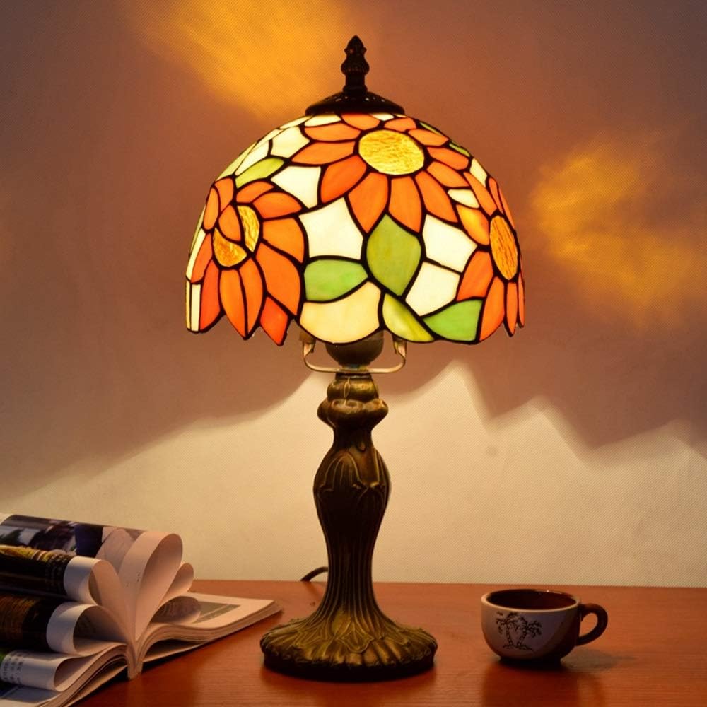 Antieke Glas-in-Lood Handgemaakt Tafellamp