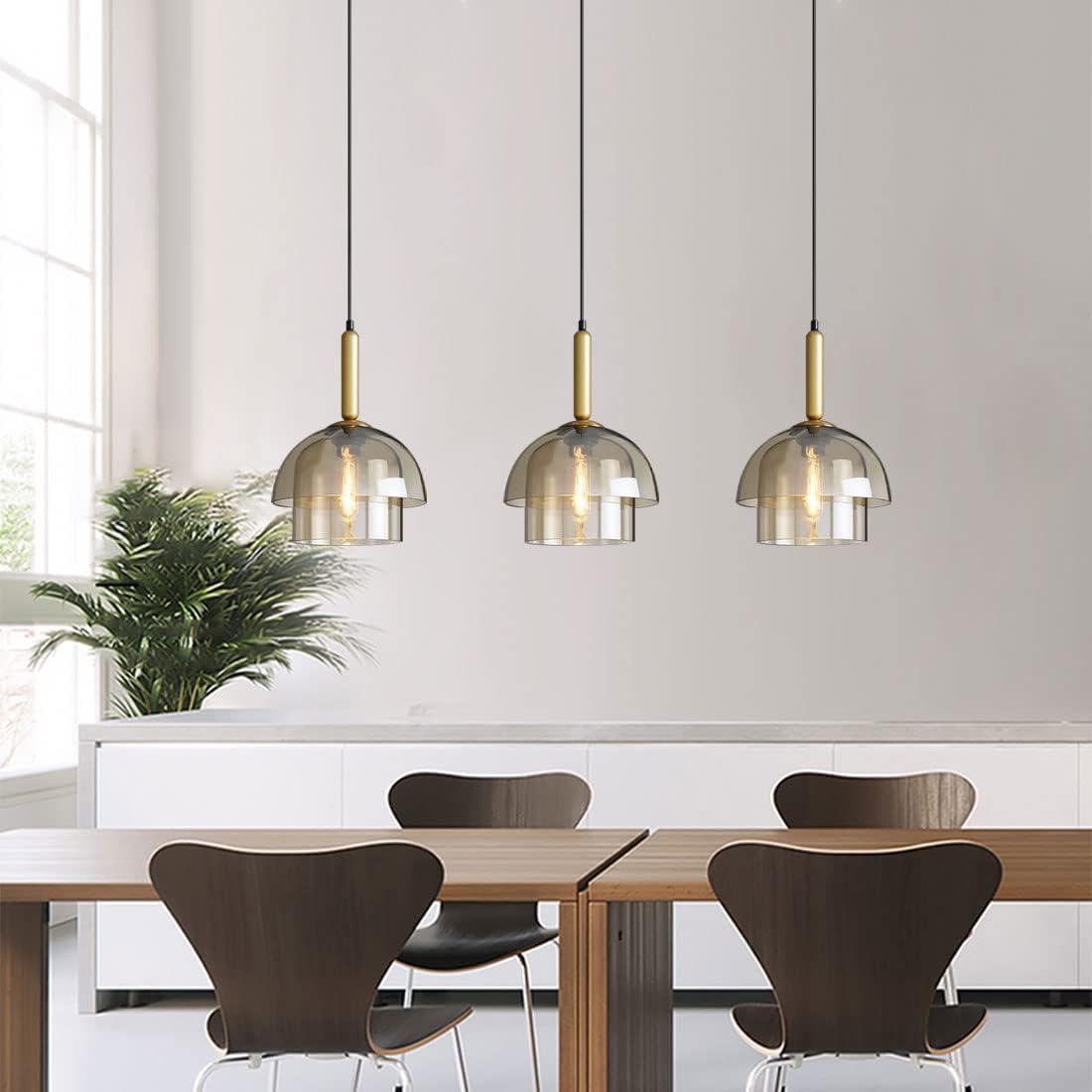Moderne Cognackleurig Glas Luxe Hanglamp