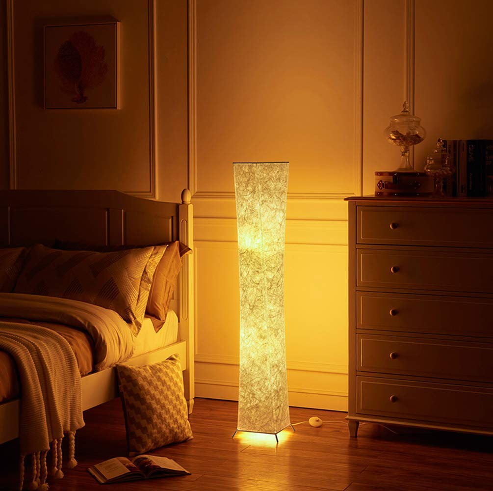 Moderne Dimbare LED Vloerlamp met IJzeren Voet en Stoffen Kap