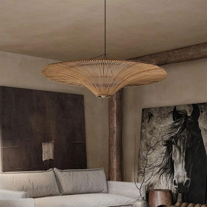 Handgemaakte Rieten Plafondlamp met Warme lichting