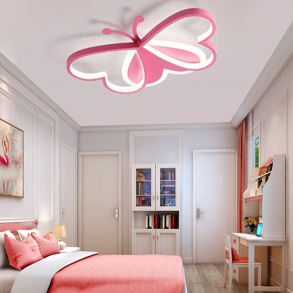 Vlinder Plafondlamp – 3-Kleuren LED – Roze Design voor Kinderkamer en Woonruimte