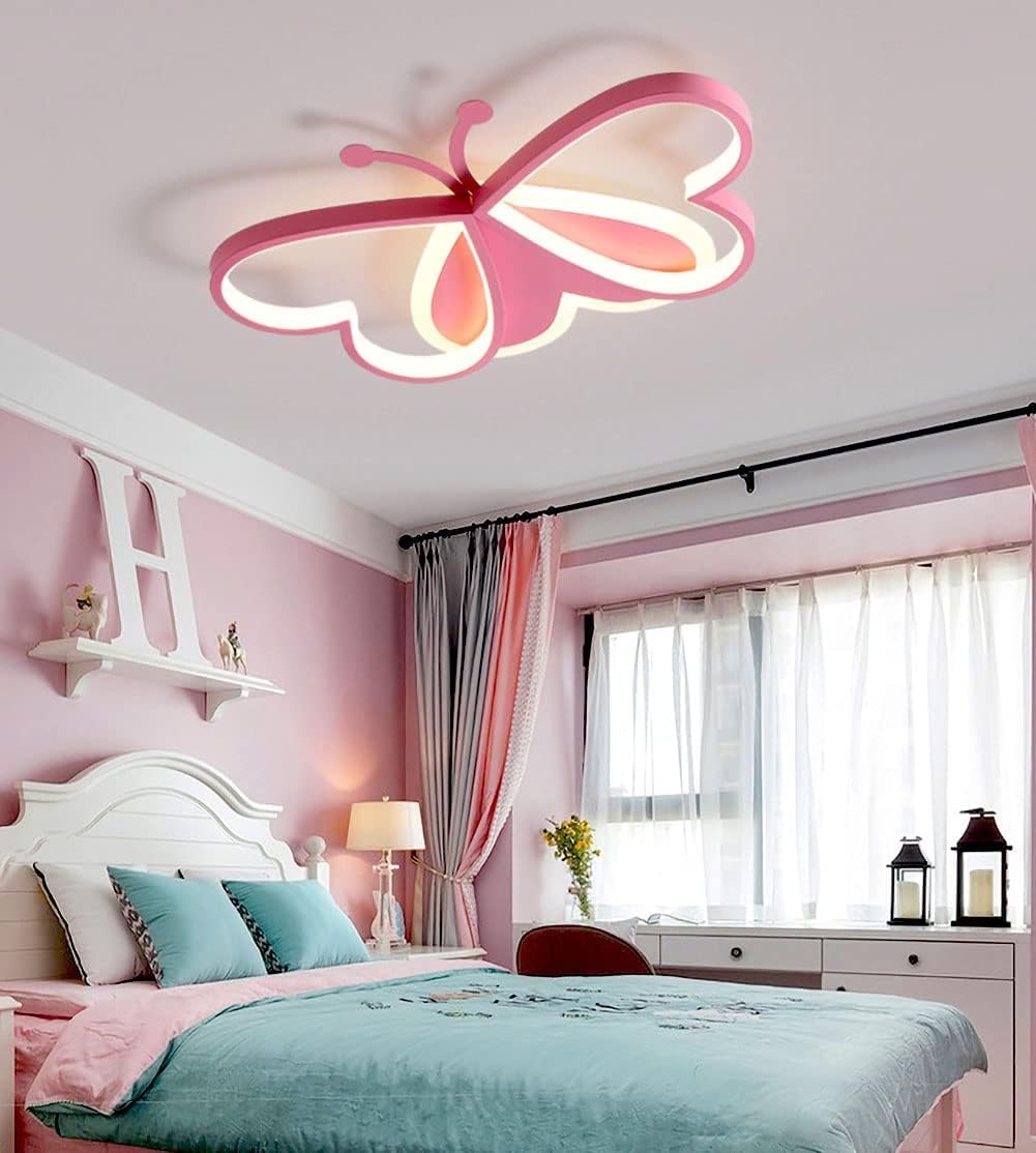 Vlinder Plafondlamp – 3-Kleuren LED – Roze Design voor Kinderkamer en Woonruimte