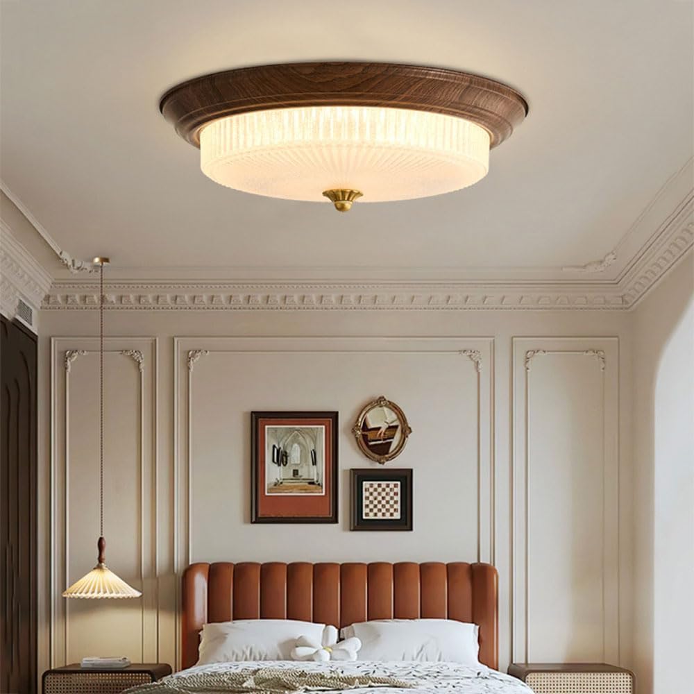 Moderne Strakke Plafondlamp met Houten Touch