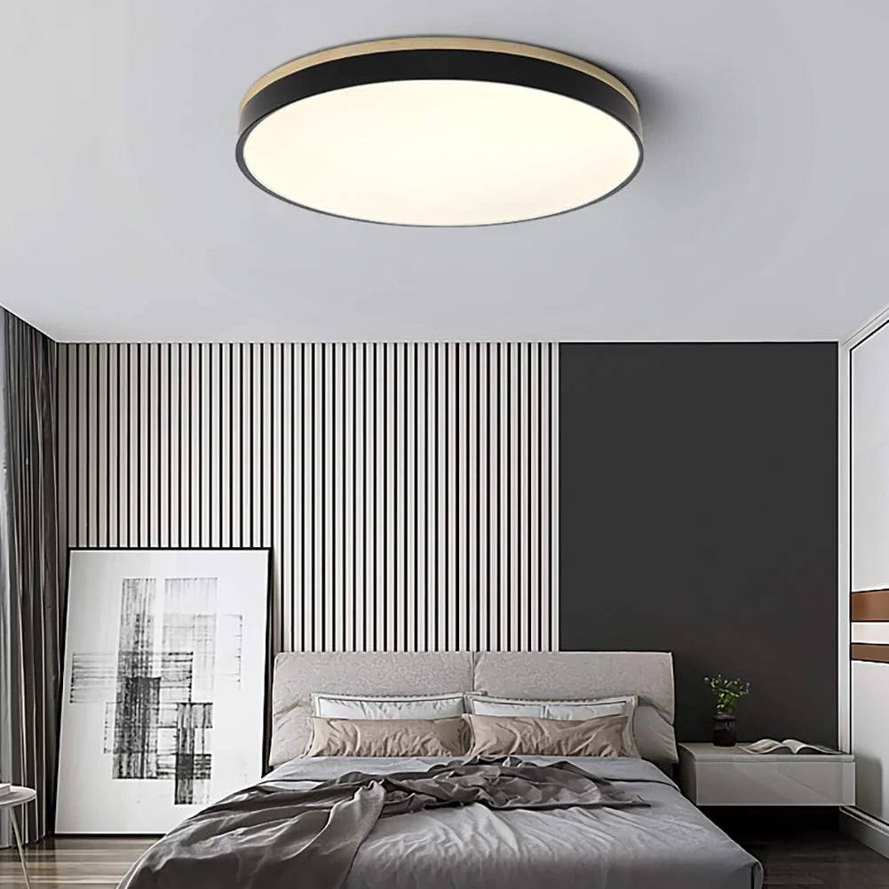 Houten Plafondlamp Flush Mount Rond