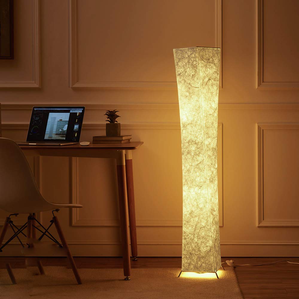 Moderne Dimbare LED Vloerlamp met IJzeren Voet en Stoffen Kap