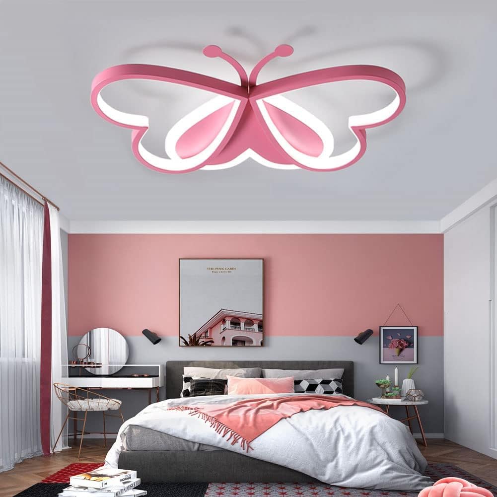 Vlinder Plafondlamp – 3-Kleuren LED – Roze Design voor Kinderkamer en Woonruimte
