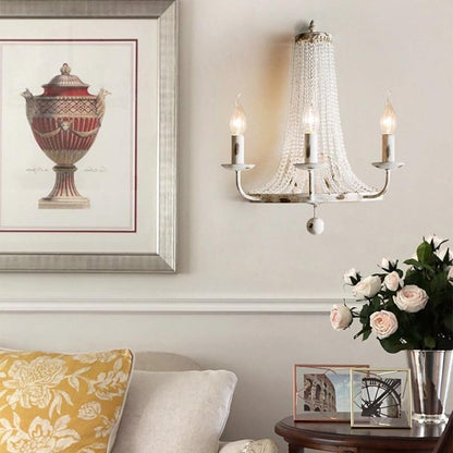 Vintage Landelijke Kaarsen Kristallen Wandlamp