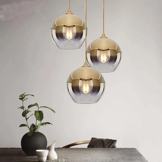 Glazen Hanglamp met Metallic Ombre Afwerking