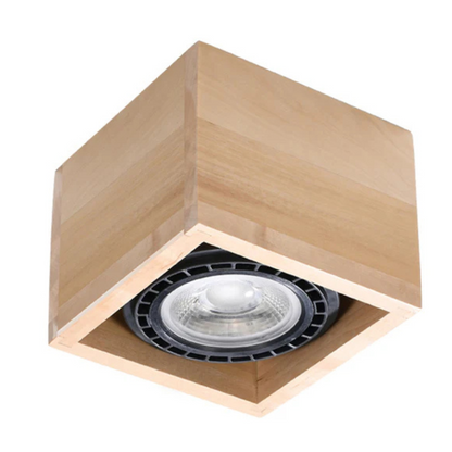 Moderne Vierkante Plafondlamp van Natuurlijk Hout