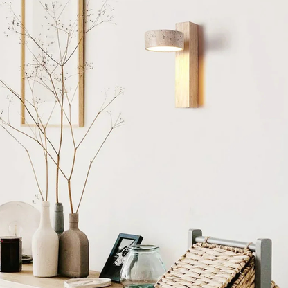 Japanse Stijl Wandlamp | Wabi Sabi Steen & Hout Elegantie