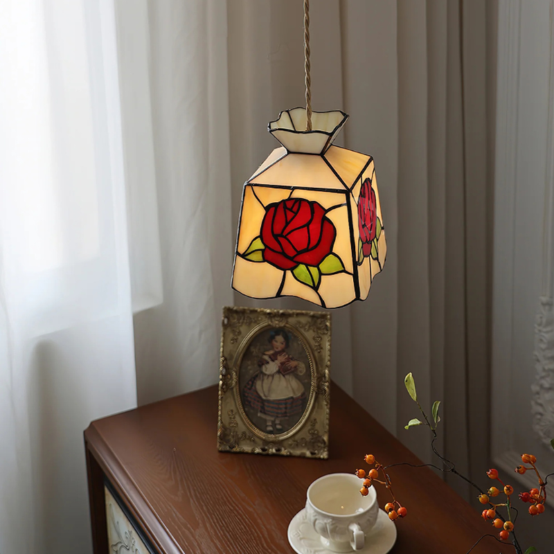 Moderne Rose Glas Tiffany Hanglamp