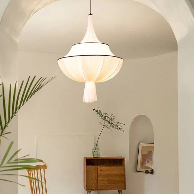 Franse Stijl Stoffen KapHanglamp met Warme Licht
