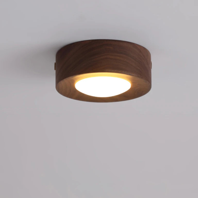 Walnoot Houten Plafondlamp met LED Spotlight