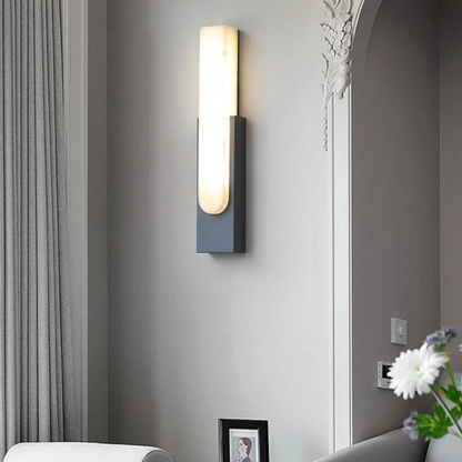 Luxe Alabaster Wandlamp met Natuurlijk Marmerpatroon