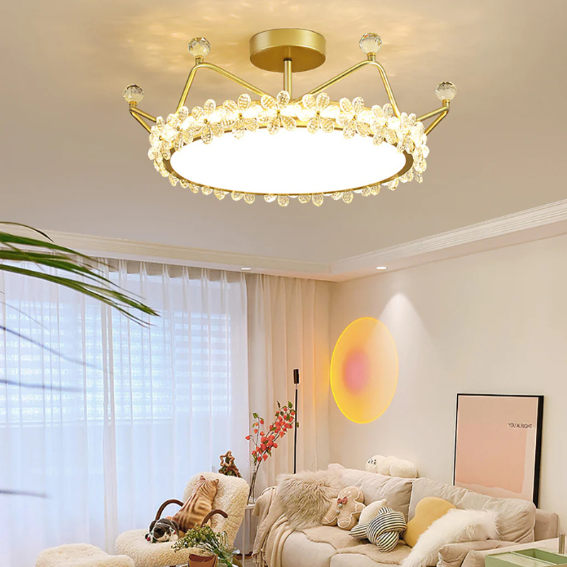 Bloem Bladkroon Plafondlamp met  Gouden Afwerking