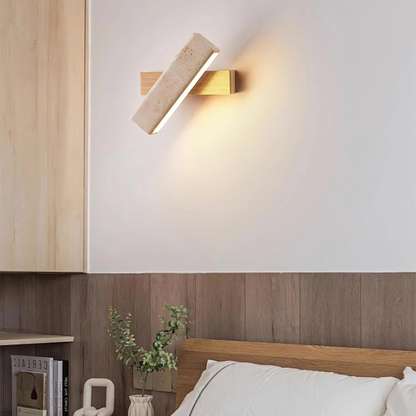 Rectangle Wandlamp van Travertijn & Hout