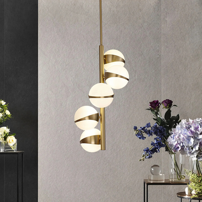 Minimalistische Luxe Messing & Glas Chandelier