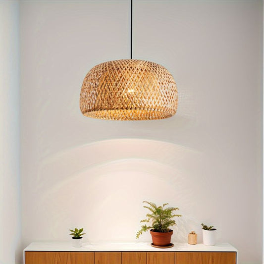 Rotan Hanglamp met Stoffen Kap