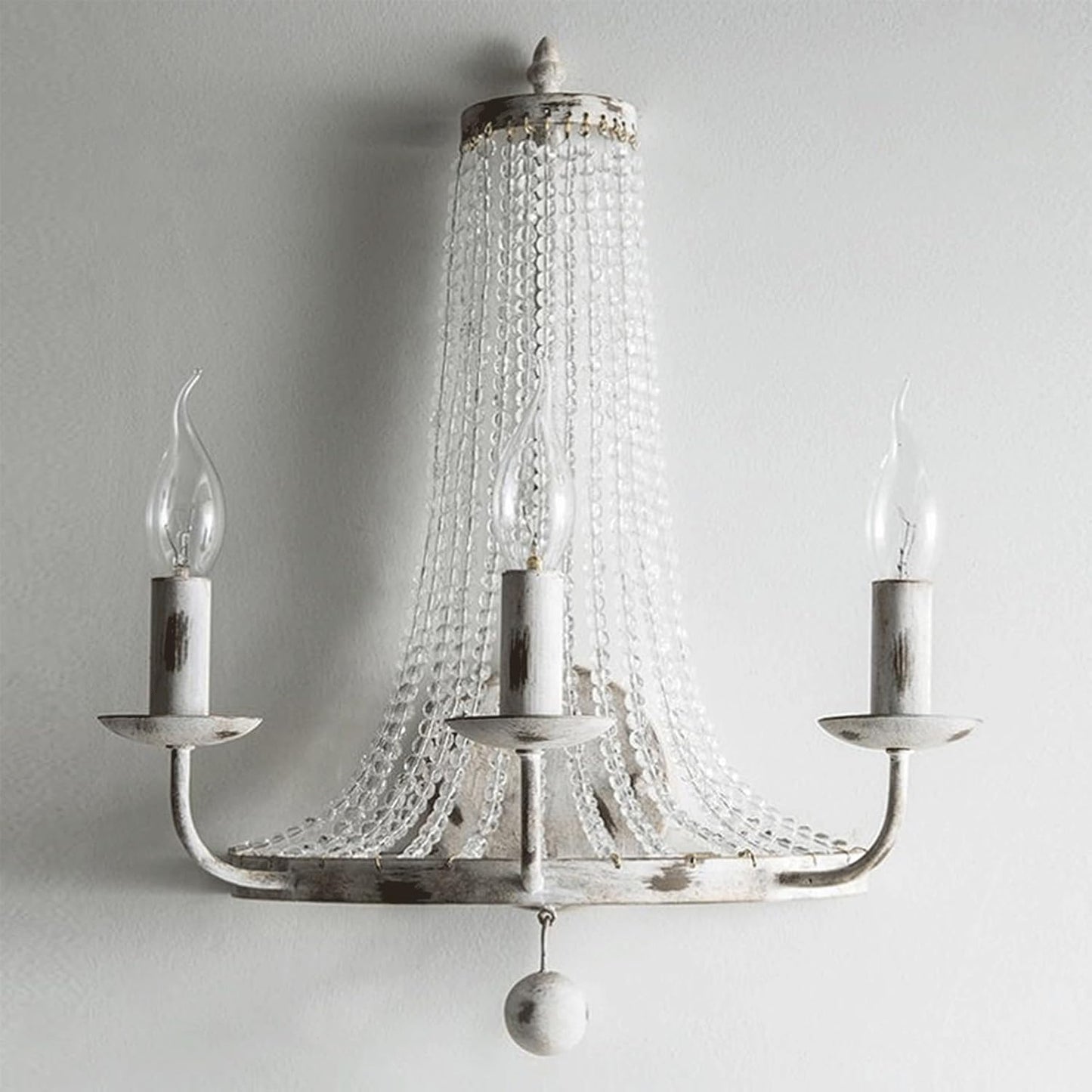 Vintage Landelijke Kaarsen Kristallen Wandlamp