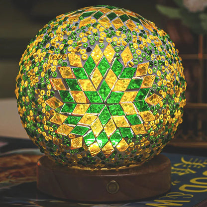GlitzOrb Boho Mozaïek Glasbol Nachtlamp