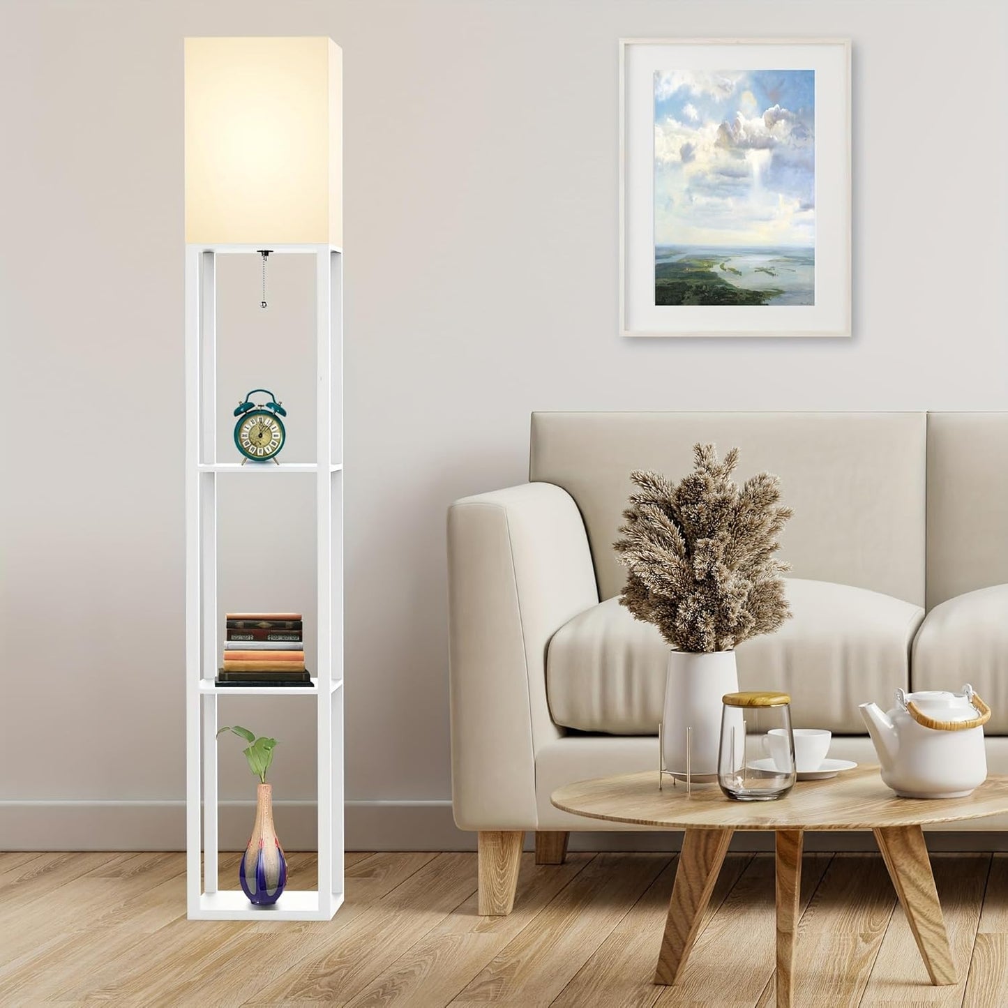 Boekenkast met Ingebouwde Lamp met Opbergrekken