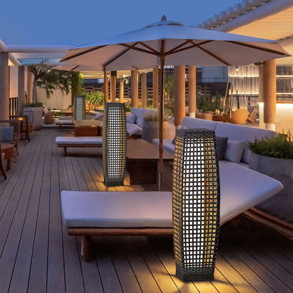 Imitatie Rotan Zonne-Energie Buiten Vloerlamp